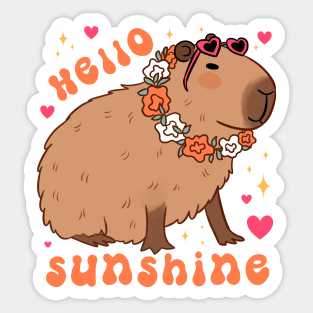 Hello sunshine a cute capybara ready for summer vacation Sticker